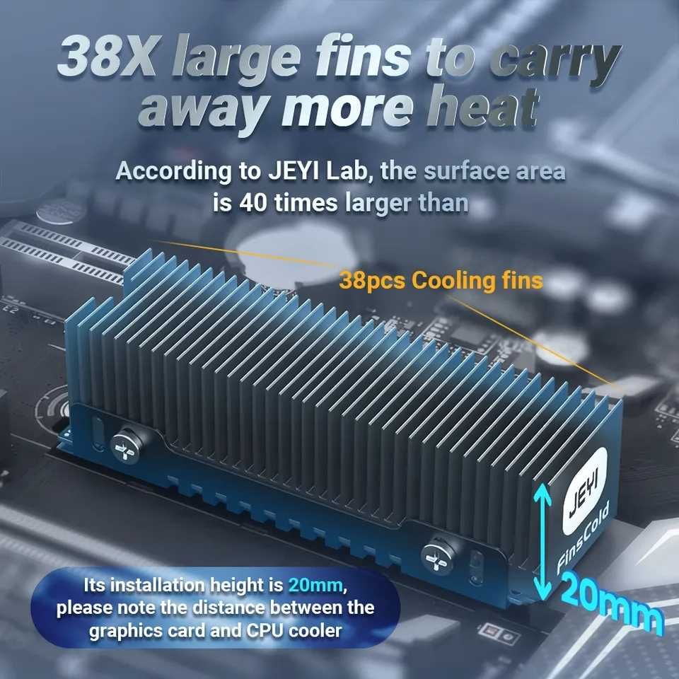 Радіатор JEYI Finscold Godfins 38 охолоджуючих пластин на ssd М2 2280