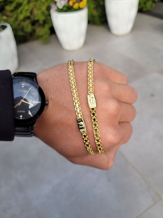 Złoty pozłacany naszyjnik łańcuszek splot versace królewski