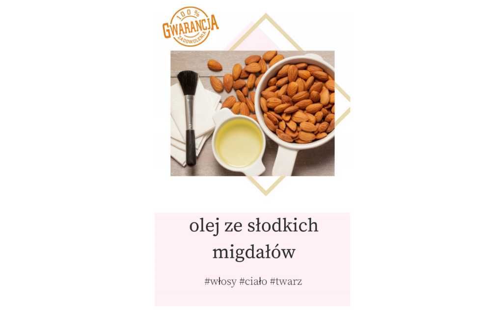 HIT OLEJ ZE SŁODKICH MIGDAŁÓW 1L Migdałowy Do Masażu Włosy Twarz Ciało