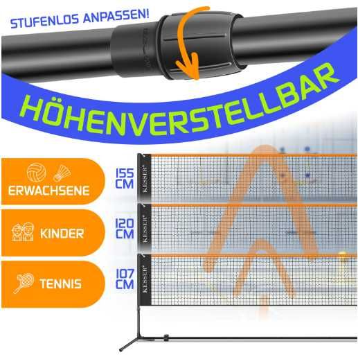 Siatka KESSER 300cm do badmintona i tenisa regulowana z zestawem