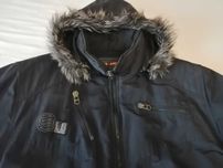 Kurtka męska zimowa XXL czarna, ocieplana, polar, kaptur, puszek,