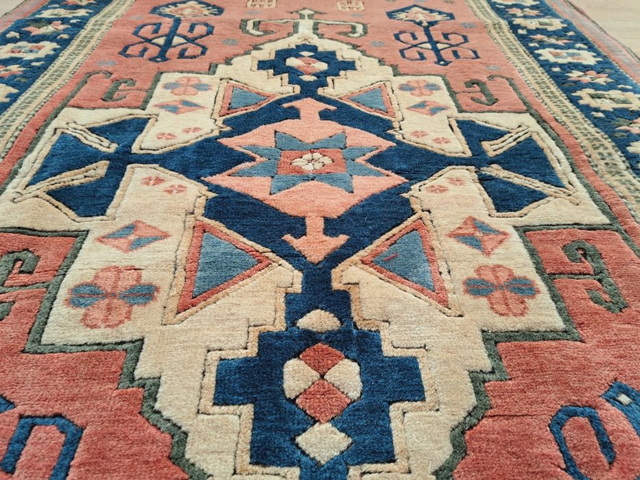 Niespotykany ręcznie tkany wełniany dywan kazak 135x210cm nr1579