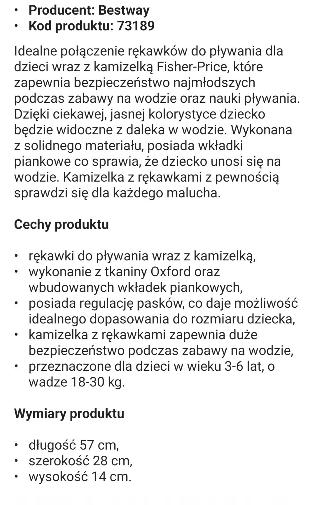 Rękawki kamizelka kapok do pływania Fischer Price