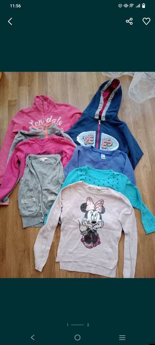 Zestaw ubrań rozm 122/128 7 sztuk, bluzy dziewczęce