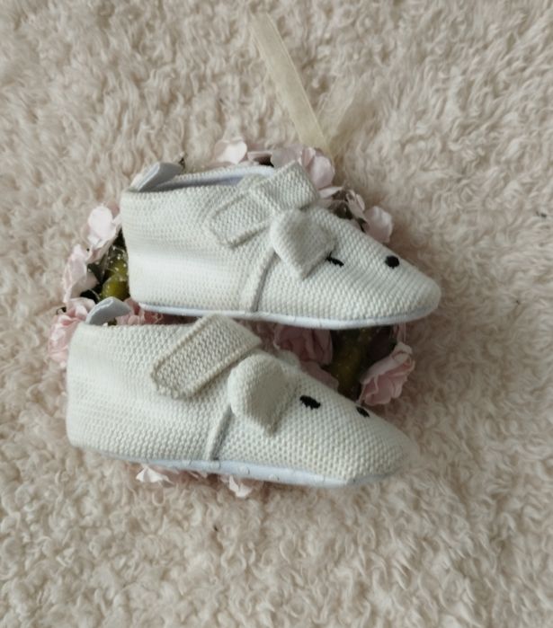 Buciki niechodki miękkie materiałowe 6-12 m-cy 12 cm ABS roczek