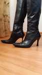 Botas Mulher Cano Alto em Pele 37 - Preto