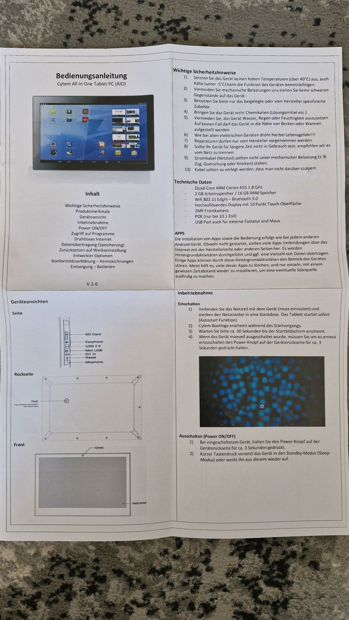 Tablet z zasilaniem na sciane. Inteligentny dom