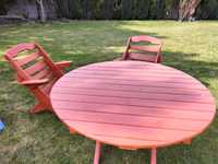 Meble ogrodowe drewniane okrągły stół plus 8 krzeseł