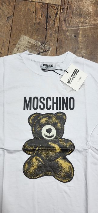 Biała koszulka męska t-shirt bawełna premium logo miś tous L