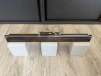 Żyrandol, lamp na 3 żarówki. Drewno, szkło, metal. Stan bardzo dobry