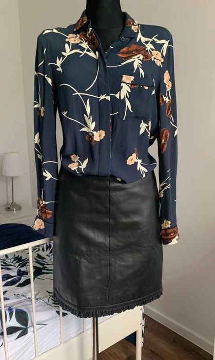 KOOKAI skórzana prosta spódnica minimalizm ze skóry naturalnej XL