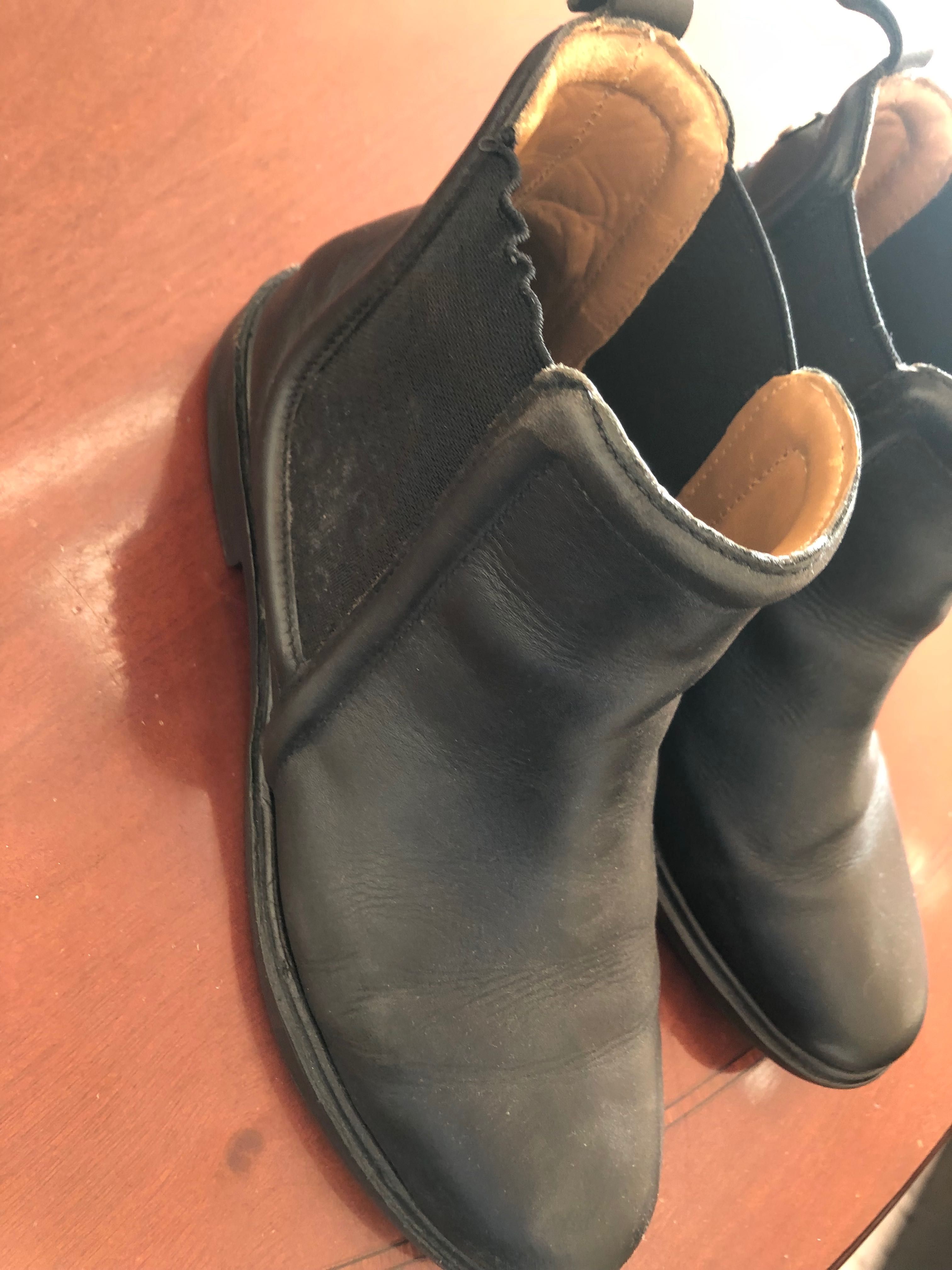 Botins pele Zara T 38 pretos