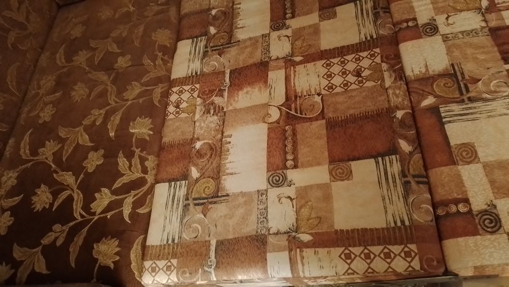 Комплект меблів, розкладне крісло коричневе та диван, диван-ліжко