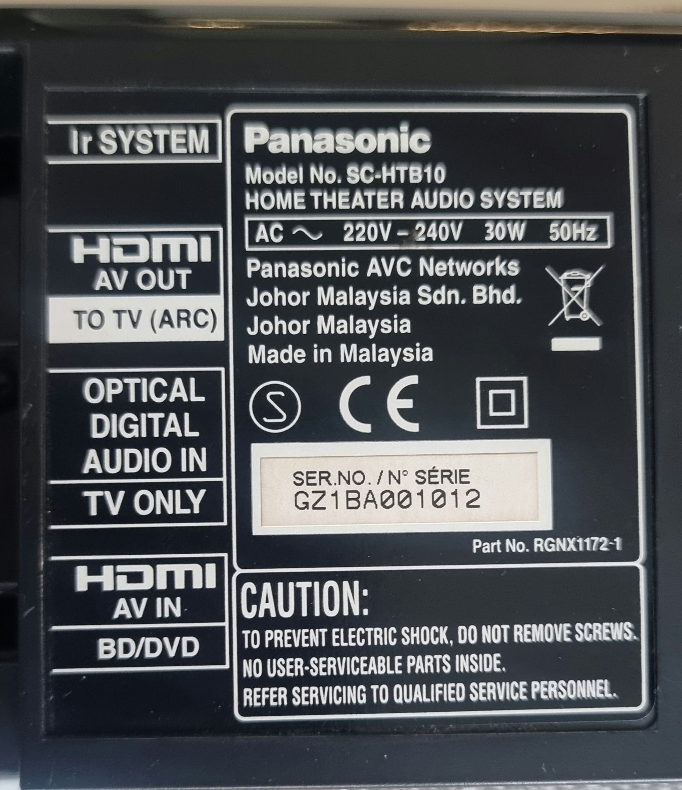 Soundbar Panasonic SC-HTB10
