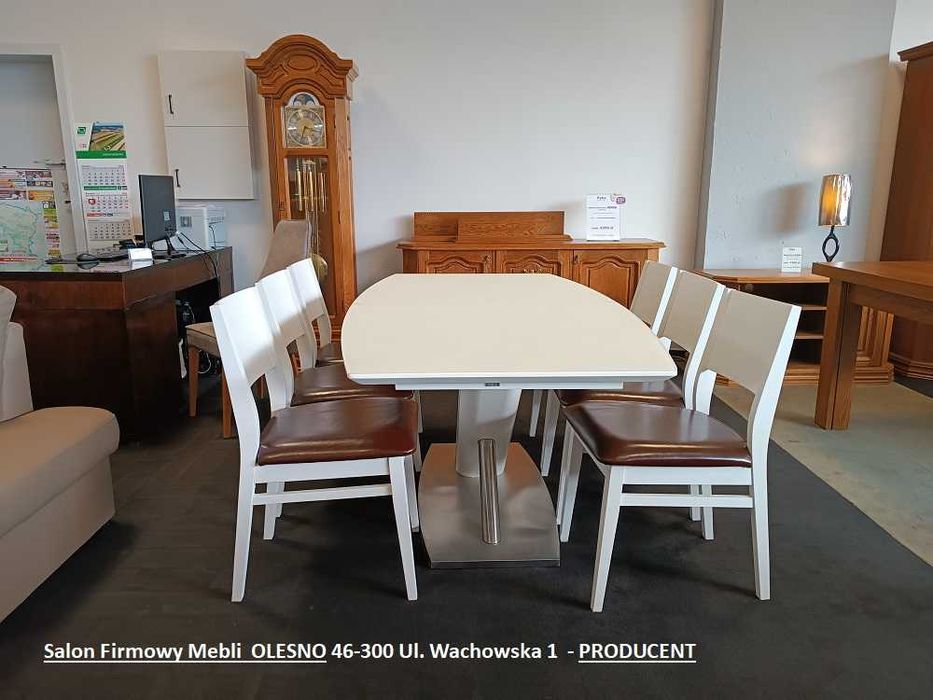 Nowe Krzesła  z Drewna, ze Skóry Naturalnej, -70% Wyprzedaż OLESNO