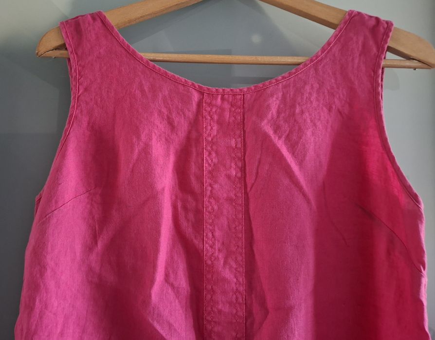 Różowa sukienka lniana letnia XL Taboo fuksja