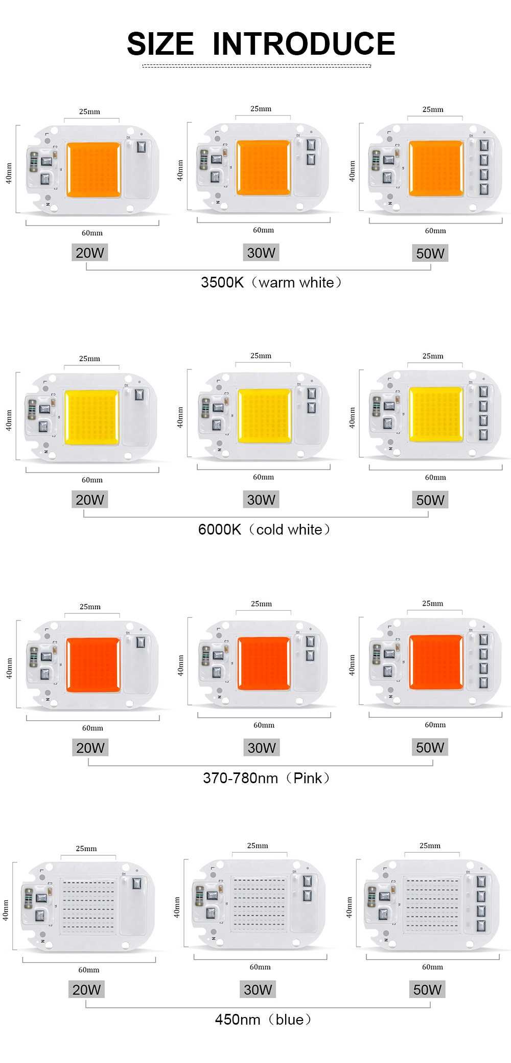 Светодиодная LED матрица на прожектор 5W 10W 12W 15W 20W 30W 50W фито!