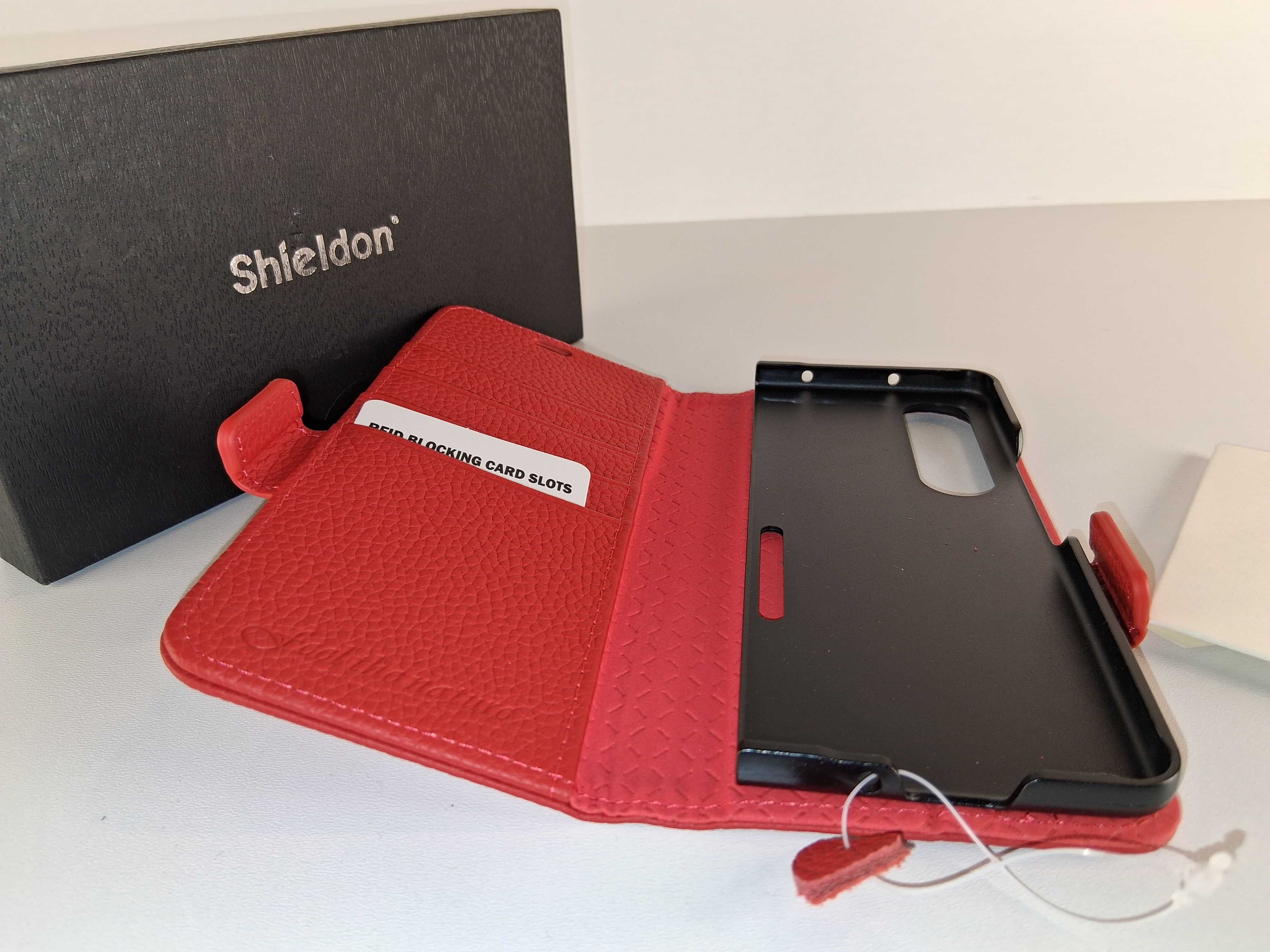 Y047 Etui Portfelowe Skórzane SHIELDON Samsung Galaxy Z Fold4 Czerwone
