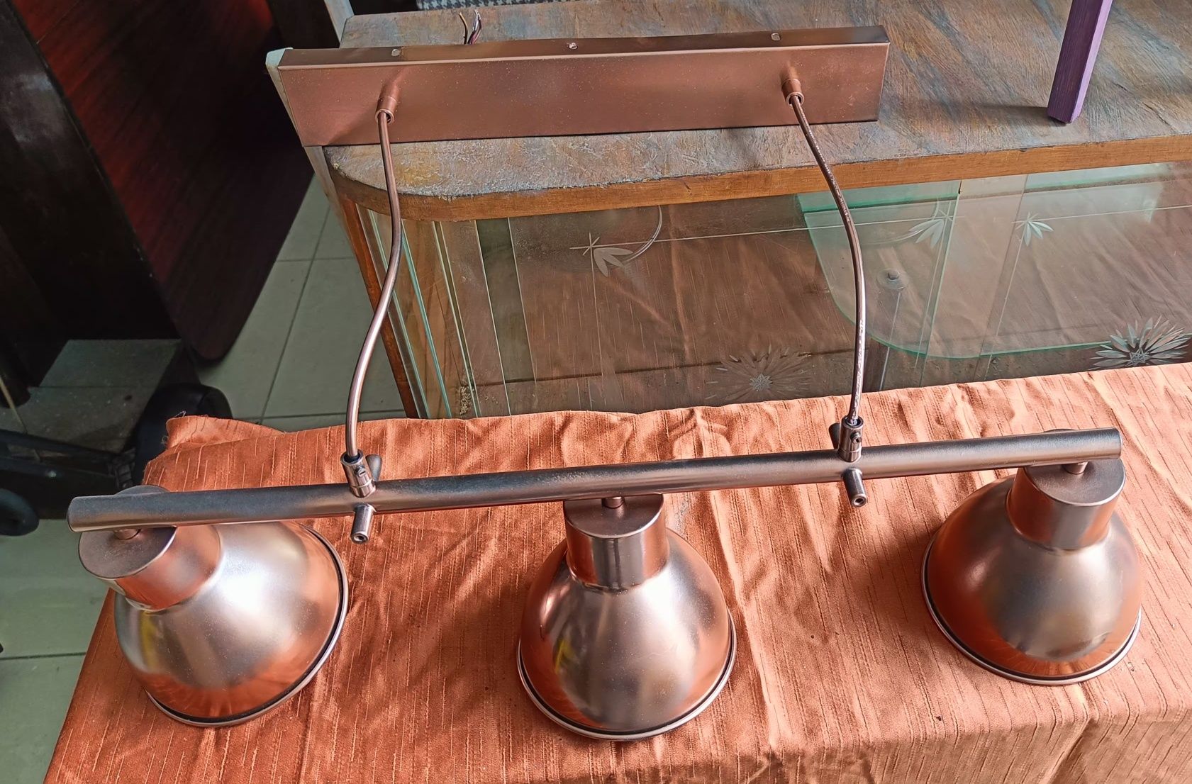 Lampa wisząca żyrandol loft w kolorze miedzianym