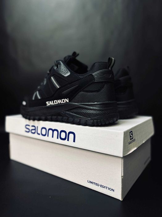 Мужские зимние термокроссовки salomon черные непромокаемые ботинки