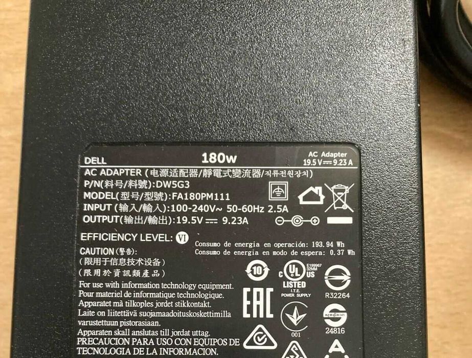 Carregador original Dell 180w - 19,5v x 9,23a - Como novo.
