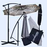 Parasol ogrodowy LEHMANN FLASH 350 cm z lampkami solarnymi i pokrowcem