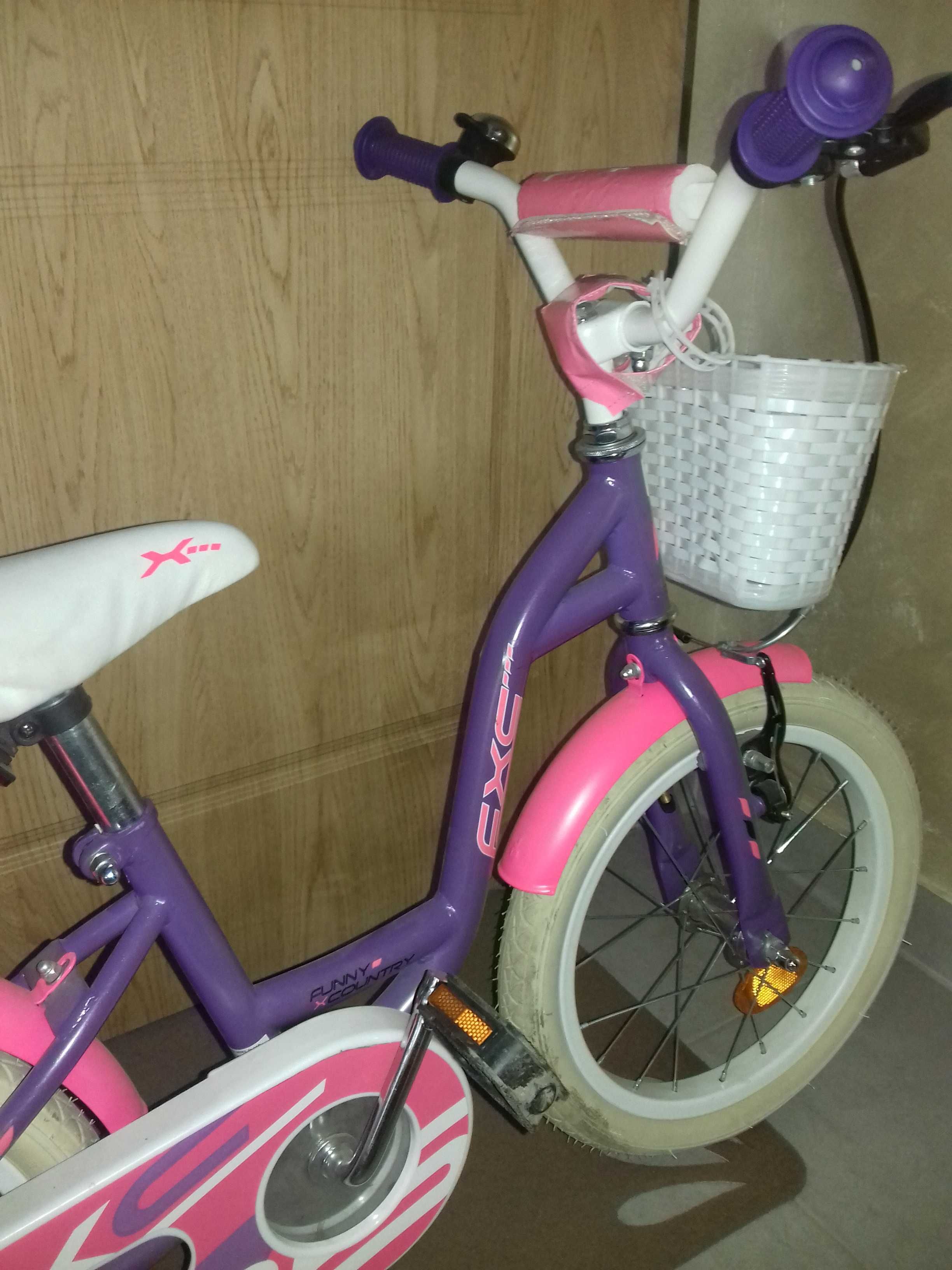 Rower dziecięcy z kółkami bocznymi 16'' fioletowy