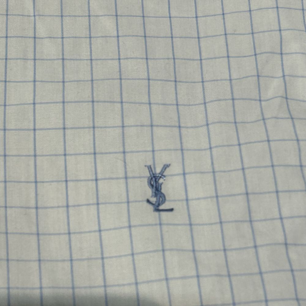 Koszula Yves Saint Laurent biała w krate niebieska