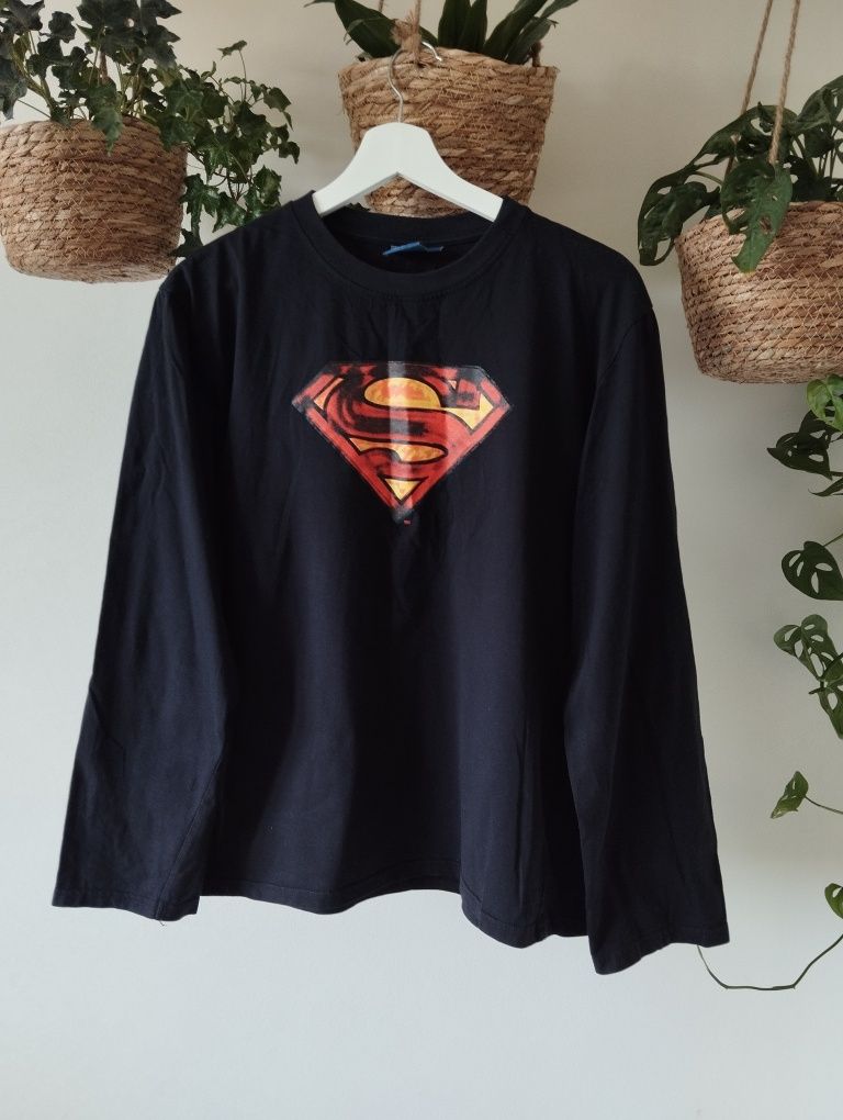 Bawełniany męski t-shirt Superman, logo, długi rękaw r. L Comics