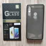 Szkło hartowane i czarne plastikowe etui do telefonu Xiaomi redmi A1