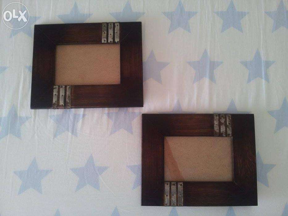 Conjunto 2 molduras em madeira p\ fotos 10x15cm