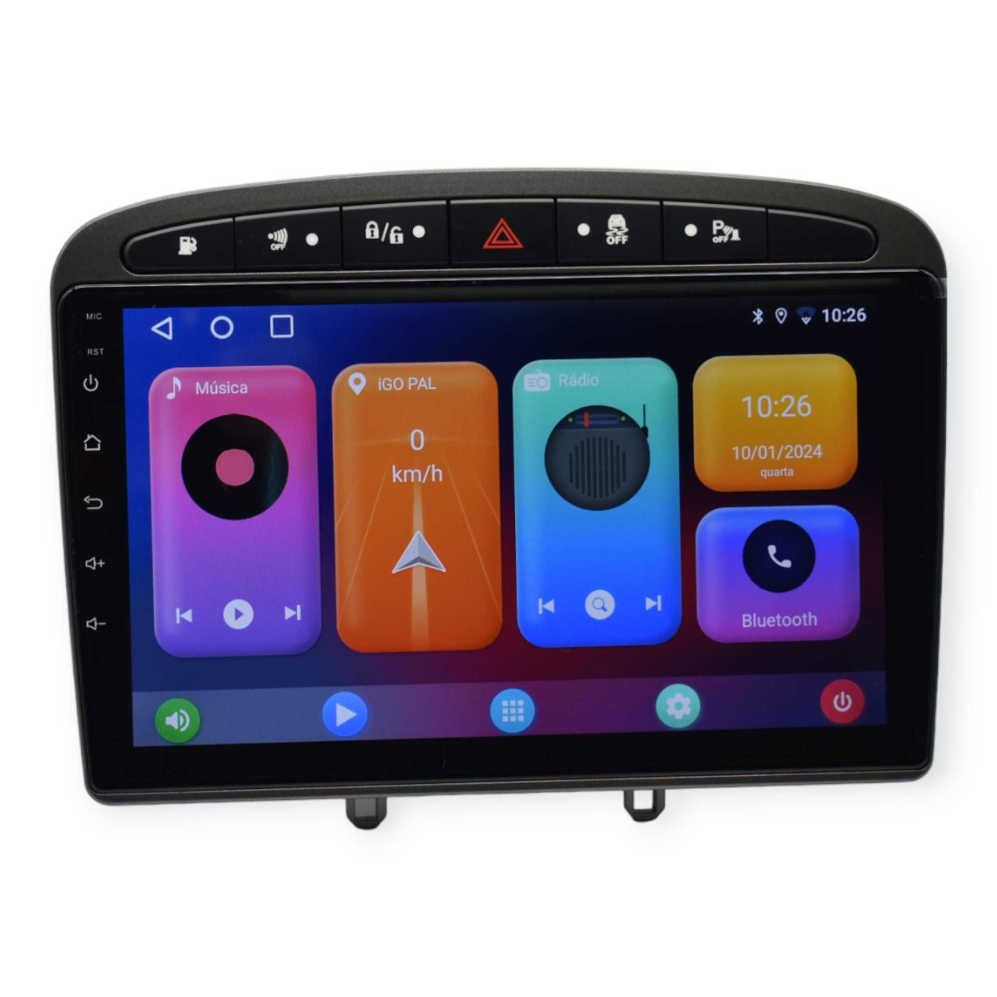 Rádio 2 DIN Android Peugeot 308 e Peugeot 408 Cinza – GPS WIFI Carplay