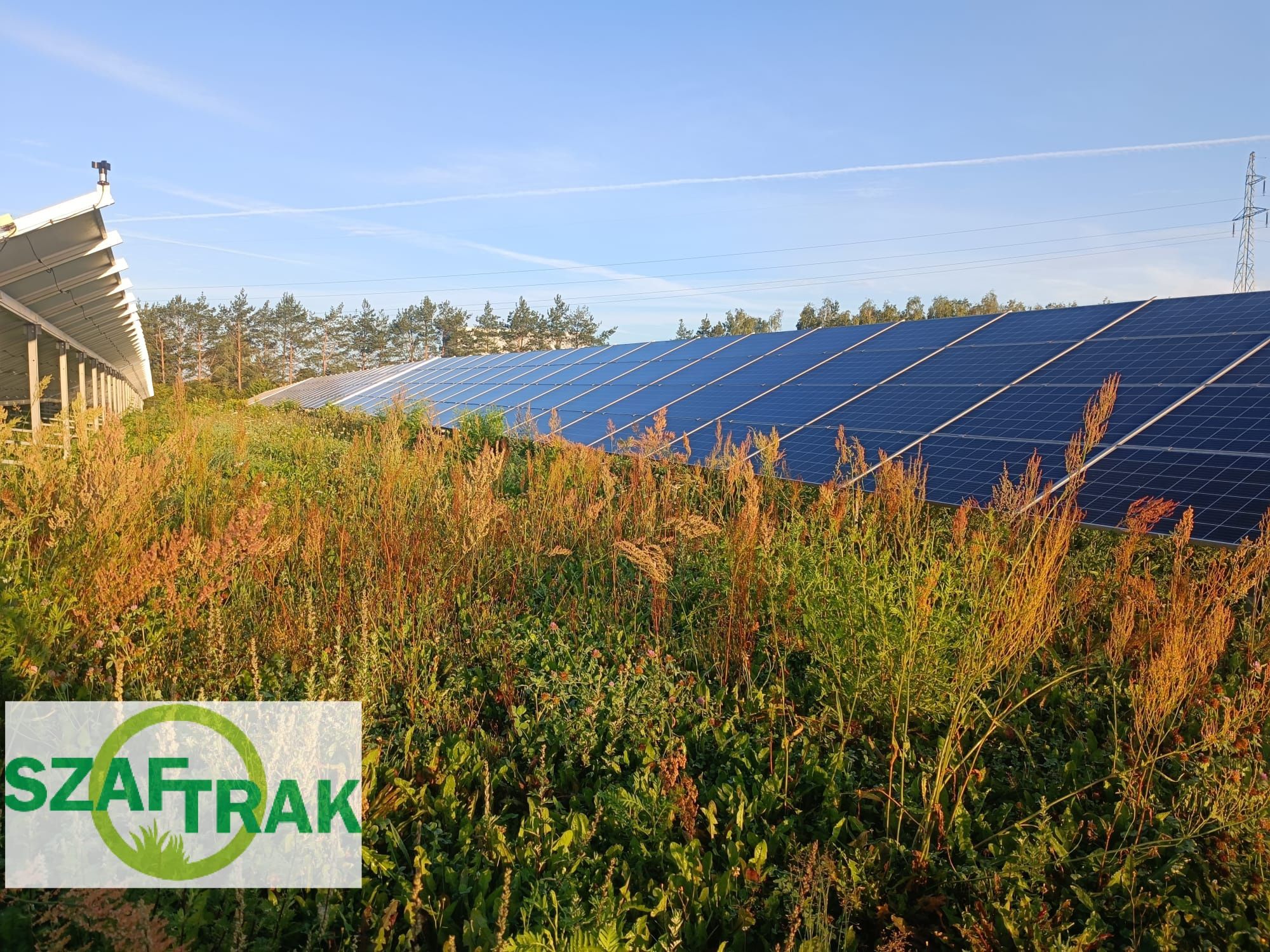 Koszenie trawy farm fotowoltaicznych paneli nieużytków