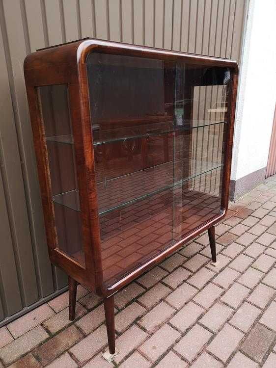 Witryna Biblioteka ART-DECO Orzech Zgrabna Stara Antyk Po Renowacji.