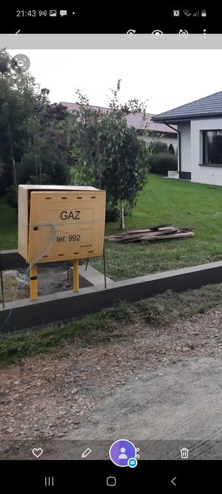 Skrzynka gazowa żółta, wolnostojąca