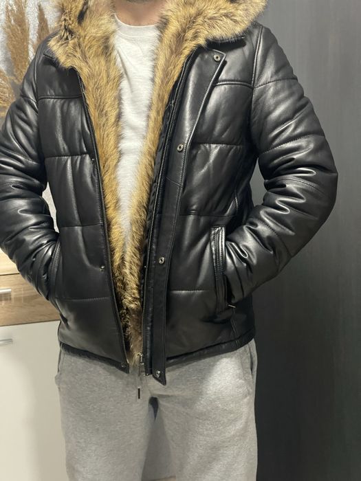 Чоловіча зимова кожана куртка мужская зимняя куртка