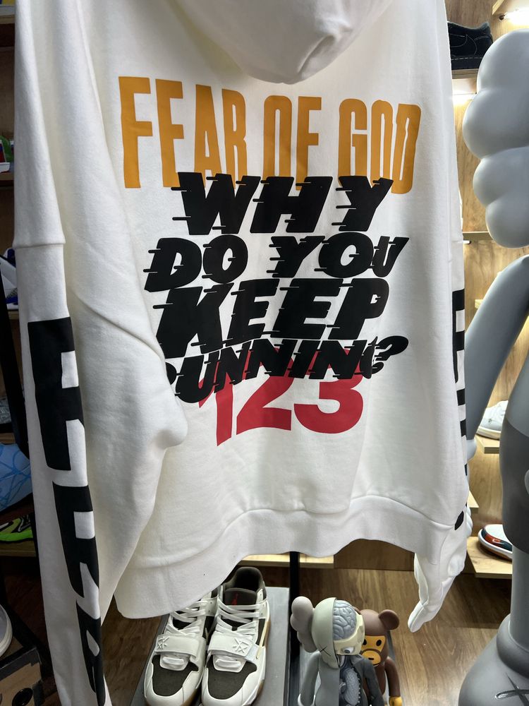 Худі Fear OF God x RRR123 Stop Running White