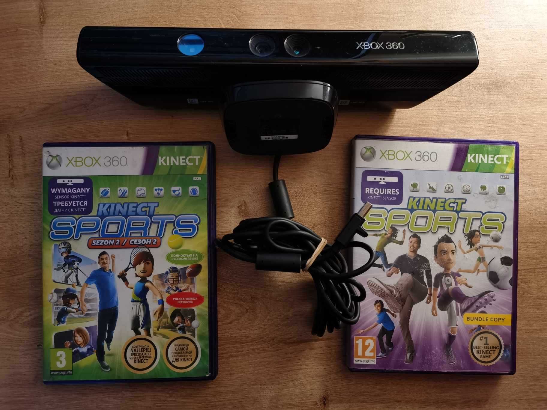 Sensor Kinect do Xbox 360 + 2 X Gra Kinect Sports 1 I 2