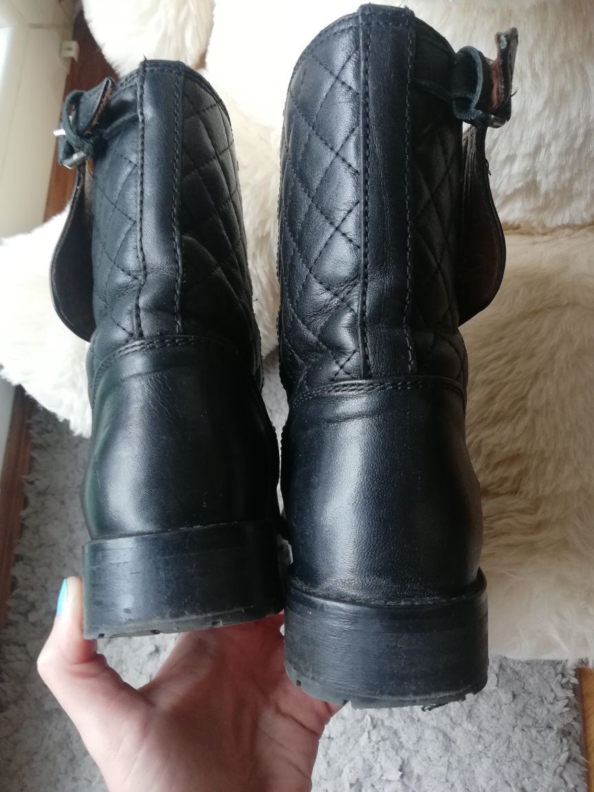 Buty kowbojki kozaki czarne ze skóry Massimo Dutti r. 40