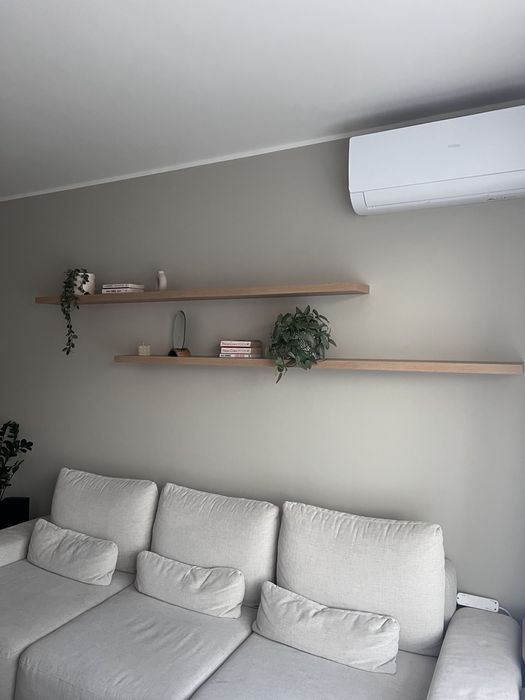 Dwie półki pływające 200x20x3.6cm - hikora naturalny