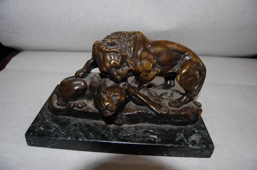Para lwów na biurko, brąz , sygn. Wenck , Berlin , XIX w.