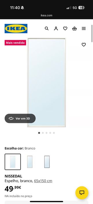 Espelho Ikea Branco NISSEDAL