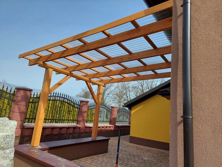 Zadaszenie Wiata Taras 3.5x7 (dach PCV lub gont )Dostępne inne wymiary