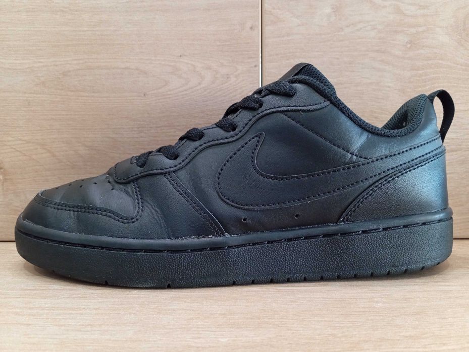 NIKE COURT BOROUGH LOW 2 (GS)  Czarne Sneakersy Skórzane Rozm.39 /24,5