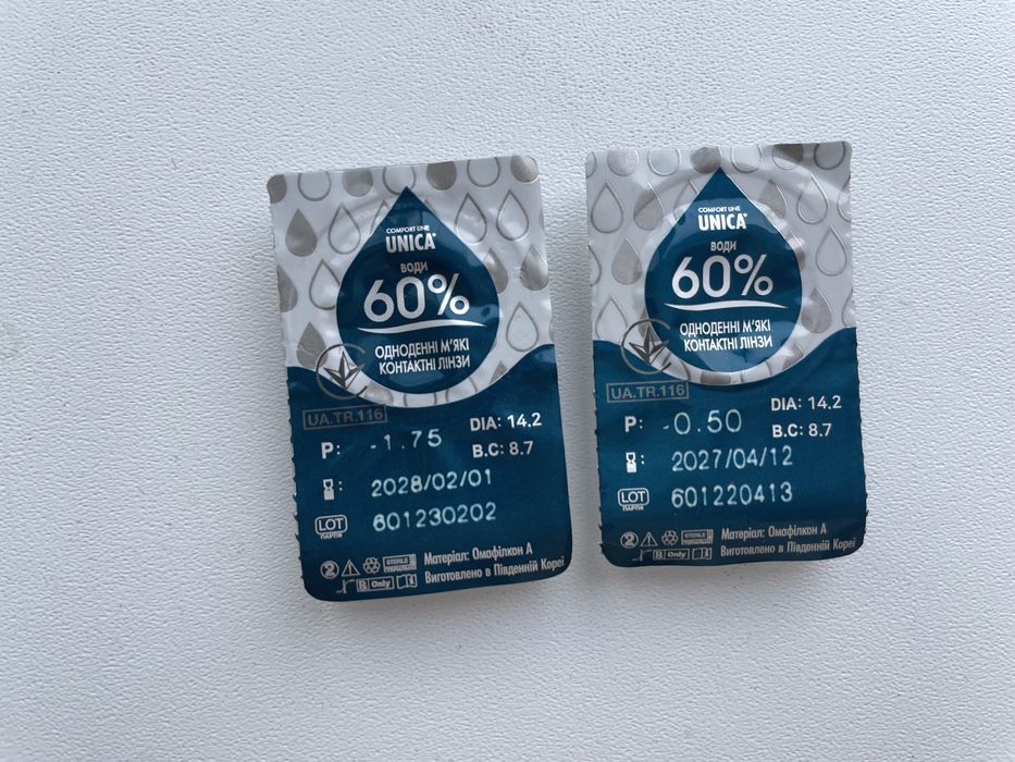 Одноденні лінзи unica comfort line -1,75 -0,5