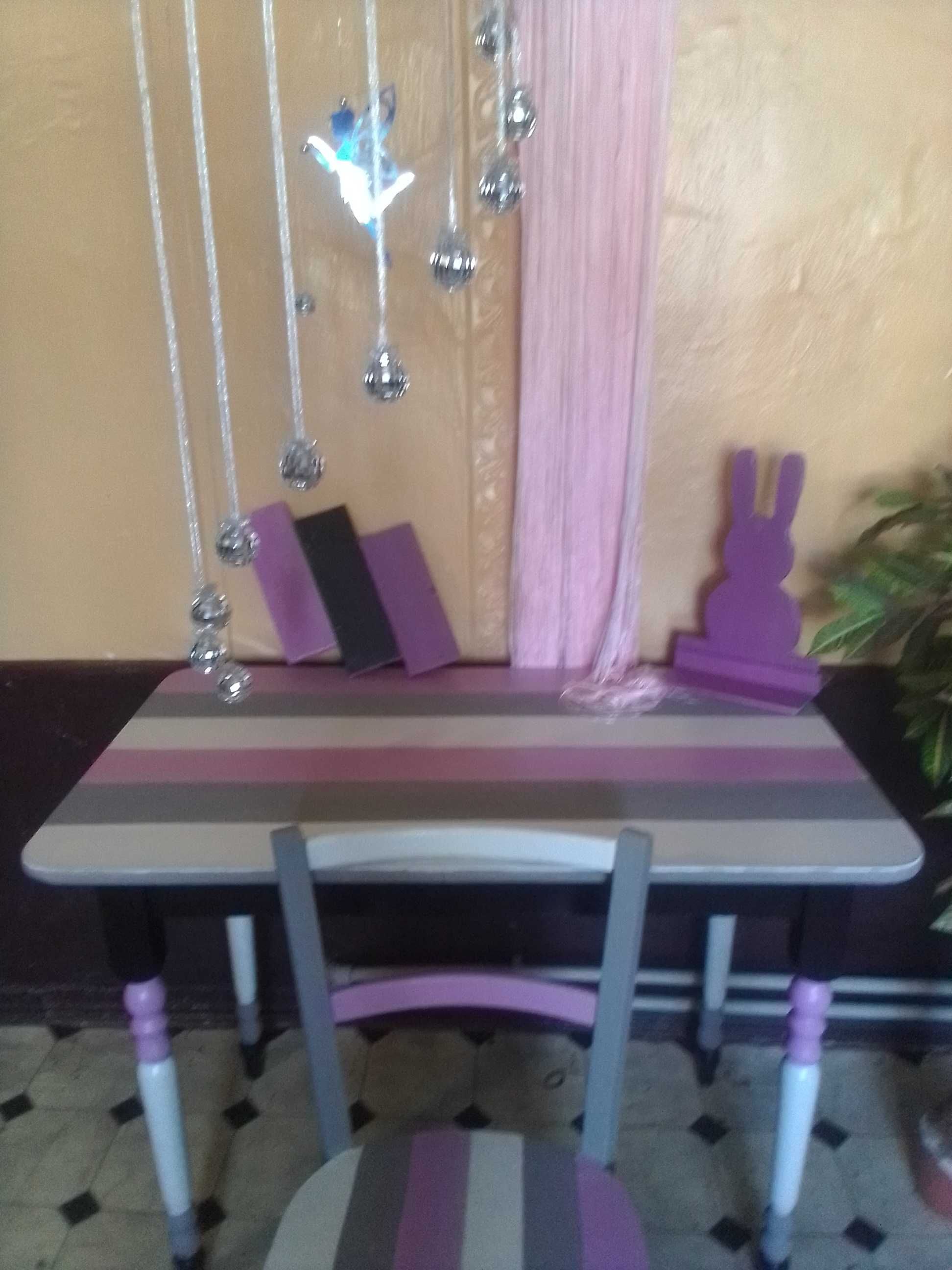 Стол стул+шторы-нити+панно деревянное комплект