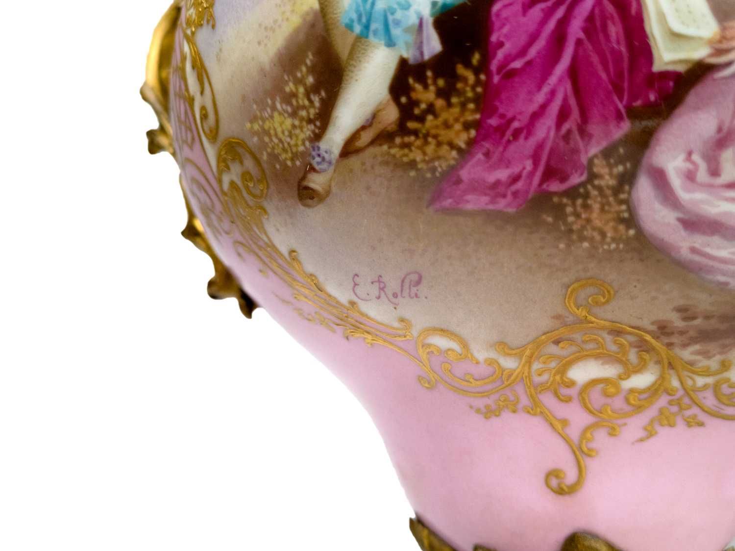 Vaso porcelana rosa Sevres Watteau Napoleão III | 1775