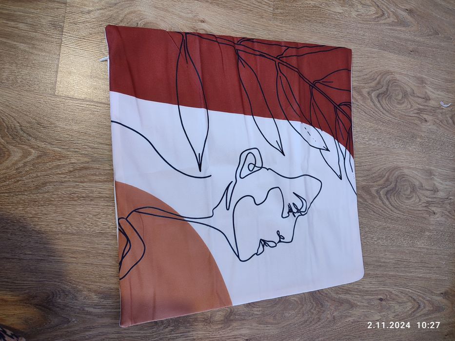 Nowa poszewka na poduszkę szara Kobieta z wzorem