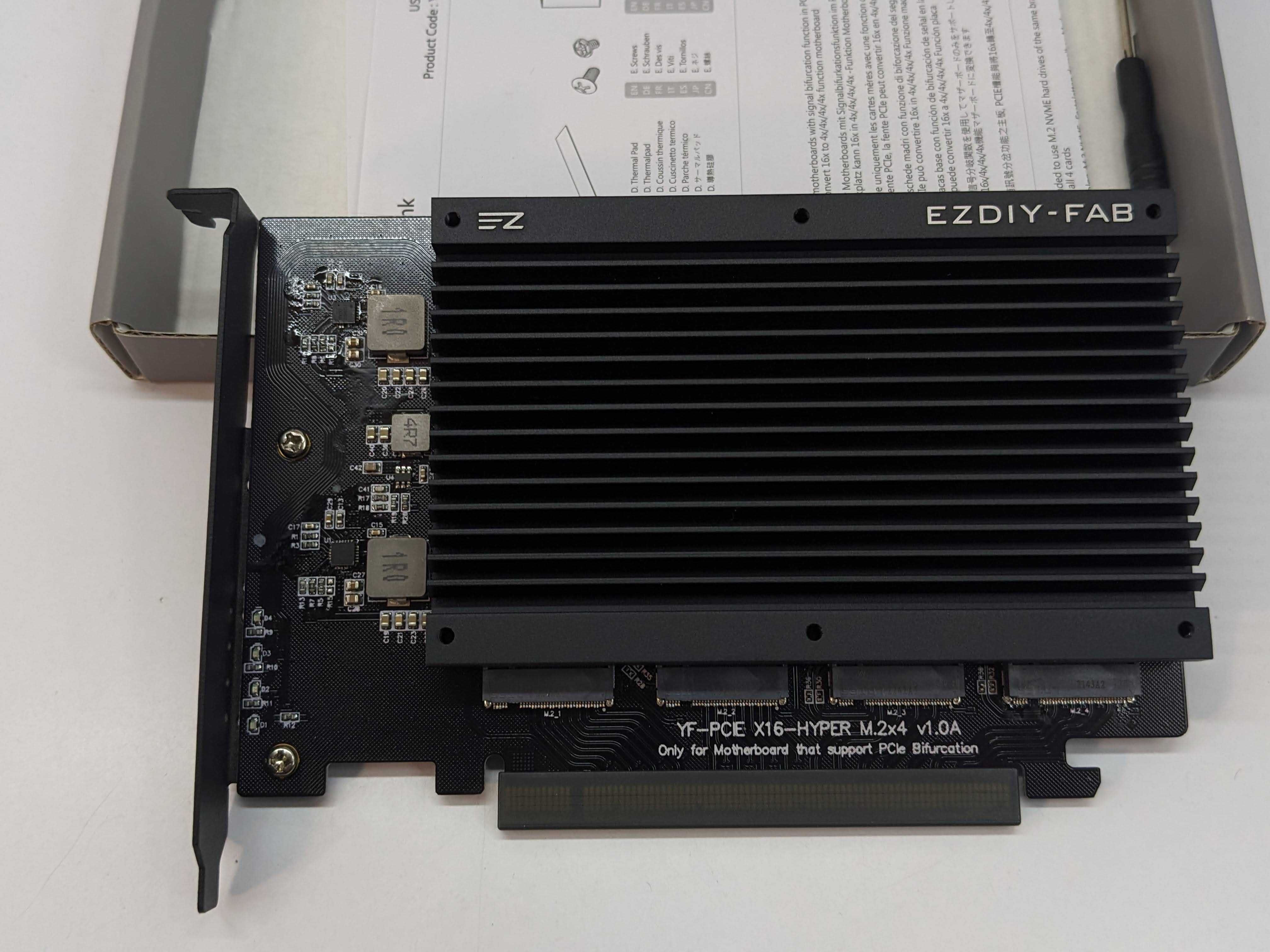 Контролер Плата розширення PCIex16 для 4х SSD M.2 NVME EZDIY-FAB US-M2