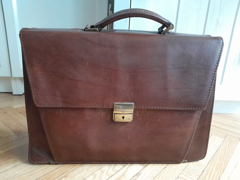 Brązowa skórzana teczka torba męska